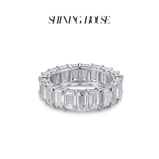 【预售】ShiningHouse[培育] 18k金钻石戒指 长方形克拉钻人工真钻人造钻石K金戒指豪华排钻戒指悦己送礼臻选【此商品不支持7天无理由退货退款】预计3日发货 商品图1