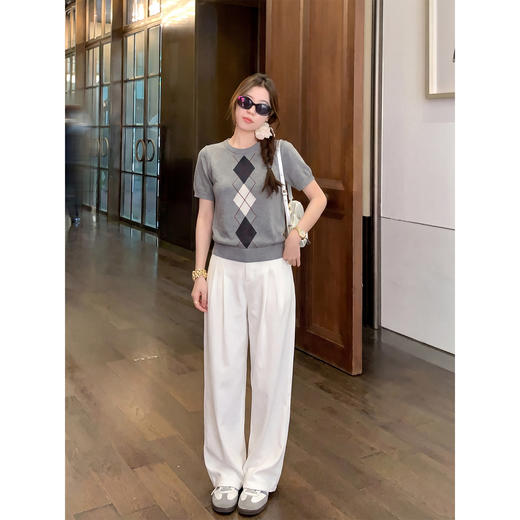 <曾小咸推荐>3.11现货秒杀 ！微信超特价！韩系菱形毛织开衫 日常159.99 立减80 秒杀79.99！！灰色针织短袖秒杀59.99！ 商品图2