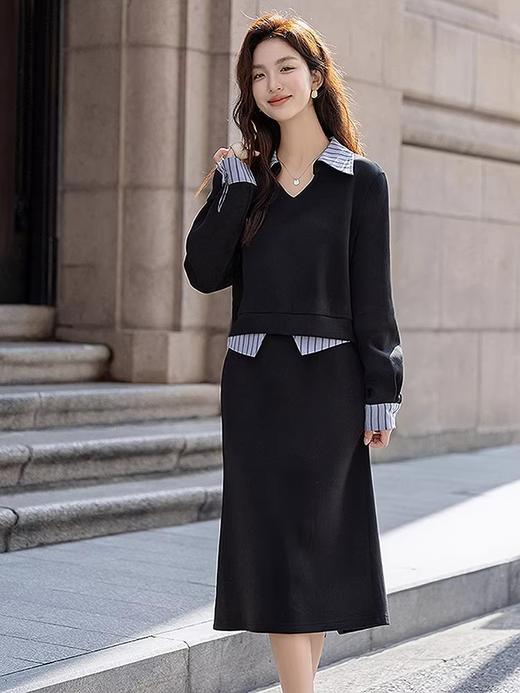 三C同款26春套头翻领上衣+直筒高腰半身裙两件套 商品图6