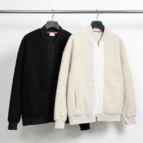 TaylorMade×UNITED ARROWS秋冬男女款 拼接蓬松柔软棒球领羊羔毛外套 宽松保暖