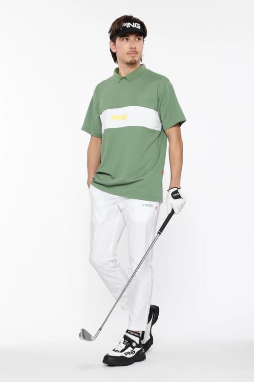 PING 高尔夫男士 春夏 翻领透气字母短袖Polo衫 网状网眼透气T恤 商品图3