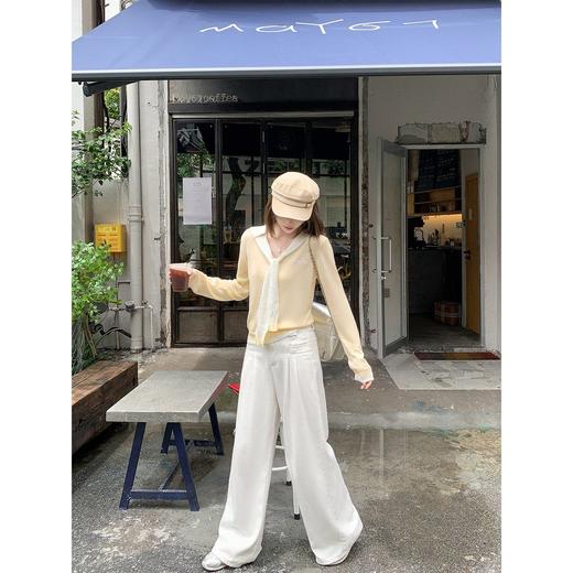 <曾小咸推荐>韩系浅黄色绑带毛针织衫上衣 商品图3