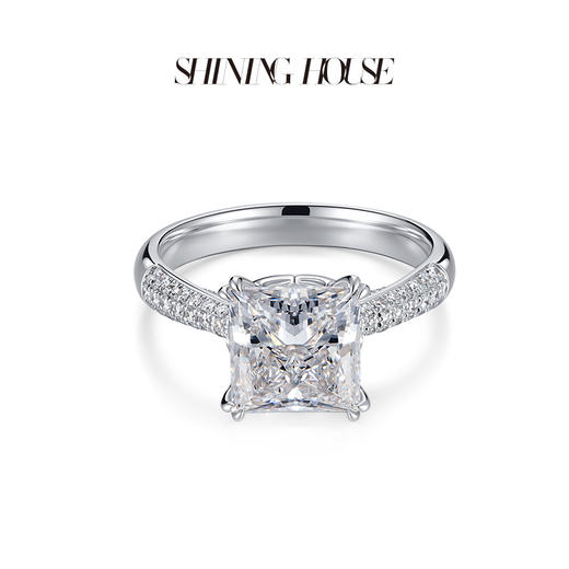 【预售】ShiningHouse[培育] 18k金钻石戒指 公主方形2克拉钻人工真钻人造钻石K金戒指时尚钻石戒指悦己送礼臻选【此商品不支持7天无理由退货退款】预计3日发货 商品图1