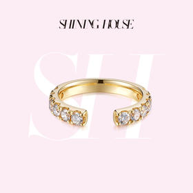【预售】ShiningHouse[培育] 18k金钻石戒指 圆钻形人工真钻人造钻石K金戒指排钻戒指时尚钻石戒指悦己送礼臻选【此商品不支持7天无理由退货退款】预计3日发货