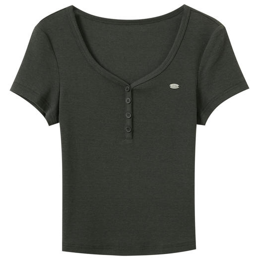 【瘦瘦T】三彩2026春季新款V领正肩短袖T恤套头上衣短款修身M 商品图4