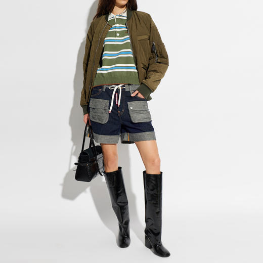 DSQUARED2 女士字母徽标标签“工装”牛仔短裤 混色 S75MU0519 D30034 470 商品图4