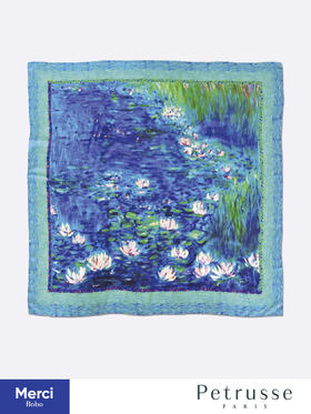 【贝图丝 x 橘园美术馆联名款】莫奈 · Nympheas 睡莲 艺术家联名 真丝方巾
