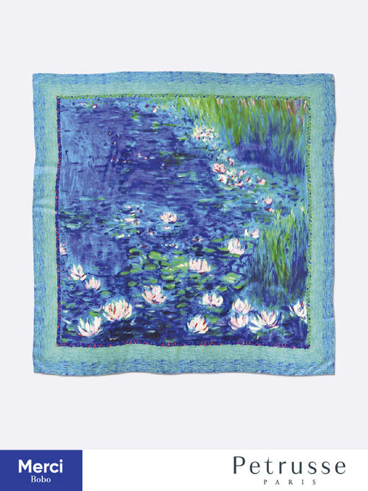 【贝图丝 x 橘园美术馆联名款】莫奈 · Nympheas 睡莲 艺术家联名 真丝方巾 商品图0
