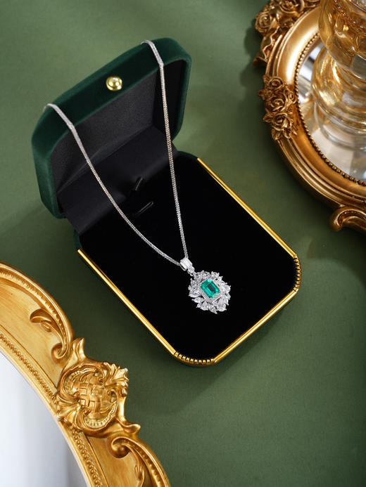 子佩集【绮岁芳辰】银S925套链【PM2264-XF】项链培育宝石祖母绿2601 商品图6