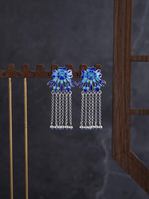 子佩集【花开锦年】银S925耳环【ES00595】仿古珐琅彩流苏2601 商品图3