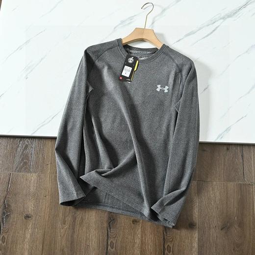 进口双面德绒长袖衫  男子小圆领加厚超弹力长袖训练健身运动打底衫保暖内衣上衣 商品图2