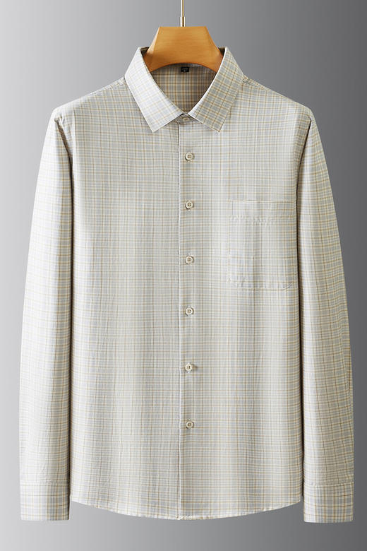 【DX】【100%棉】大依优型大码男装春秋针织纯棉长袖衬衫全棉格子衬衫翻领商务休闲长袖T恤 商品图5