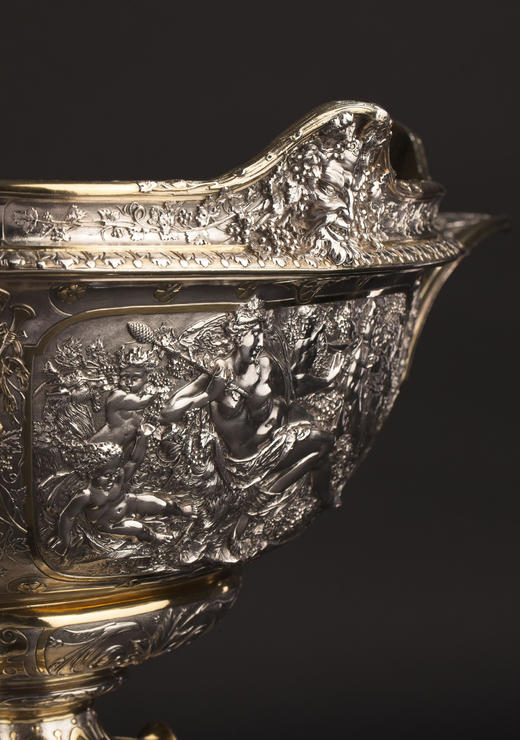 独角鹿西洋古董19世纪英国名坊Elkington&Co.签名出品古典神话人物主题纯银及镀金精雕餐桌中央摆件 商品图8