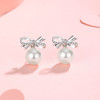 Winy S925 银 静蝶清露蝴蝶结耳钉 仿珍珠镶钻耳饰 送女友闺蜜温柔气质礼物 商品缩略图0