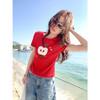 <曾小咸推荐>红色苹果植绒短袖t袖夏上衣 商品缩略图0