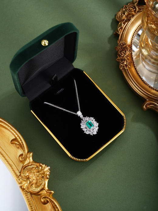 子佩集【绮岁芳辰】银S925套链【PM2264-XF】项链培育宝石祖母绿2601 商品图3