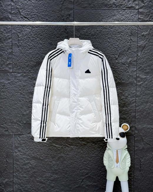 F013001冬季款三条杠连帽保暖落肩款羽绒服男女同款 商品图7
