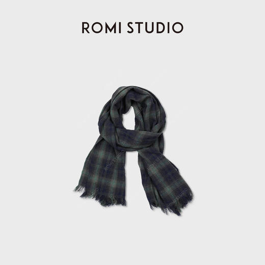 ROMI STUDIO“苏格兰”进口羊毛棉复古格纹软糯流苏围巾RWCWPU6617 商品图0