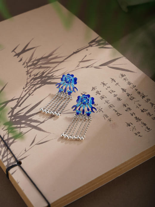 子佩集【花开锦年】银S925耳环【ES00595】仿古珐琅彩流苏2601 商品图7