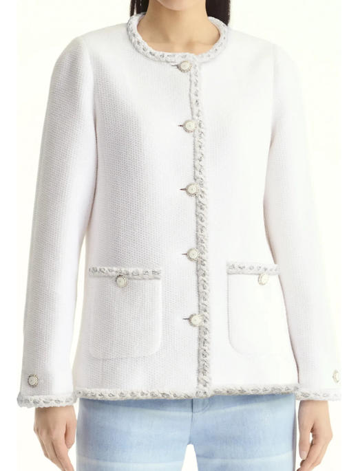 CH-C 26C 白色软呢编织外套 商品图0