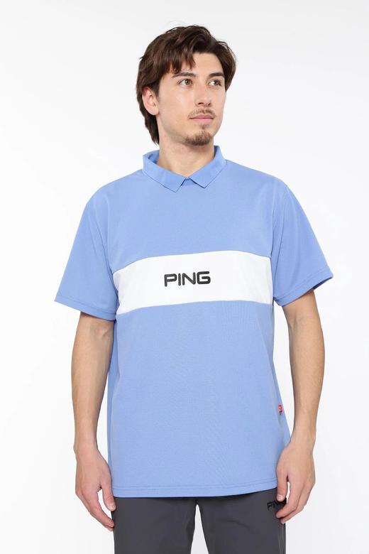 PING 高尔夫男士 春夏 翻领透气字母短袖Polo衫 网状网眼透气T恤 商品图2
