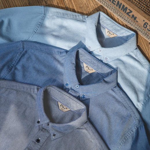 工装优选复古磨毛长袖薄衬衫牛津纺纯棉休闲外穿衬衣打底衫男春 商品图0