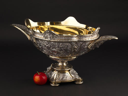 独角鹿西洋古董19世纪英国名坊Elkington&Co.签名出品古典神话人物主题纯银及镀金精雕餐桌中央摆件 商品图2