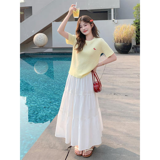 <曾小咸推荐>韩系3色麻花刺绣圆领t恤短袖 商品图3