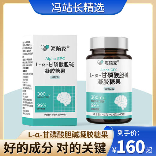 海陪家 L-α-甘磷酸胆碱（GPC）凝胶糖果 60粒/盒 卫健委批准新食品原料 口味甘甜好吞服 方便携带小巧胶囊 商品图0