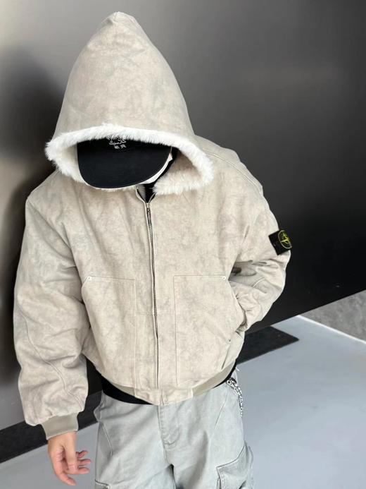 F013015新款“一件过冬”1500g仿水貂毛大理石座山雕连帽棉服 商品图4