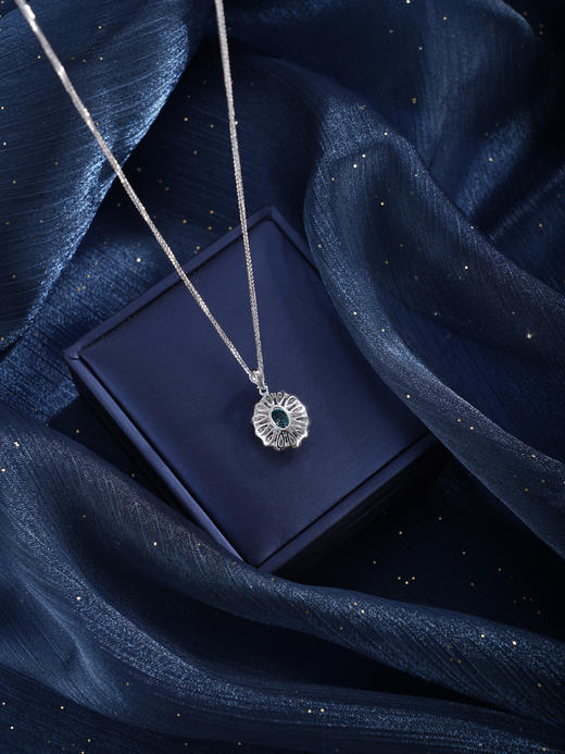 子佩集【景明嘉遇】银S925套链【PYP2042-XF】项链培育宝石帕拉伊巴蓝碧玺2601 商品图5