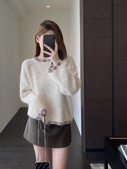 氛围感！贵气香风编织撞色设计感针织衫毛衣女2026秋冬新款！ 商品图0