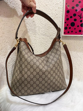 Gucci Hobo 老花拼皮 棕色 中号 单肩包
