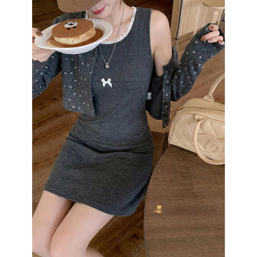 <曾小咸推荐>3.31现货秒杀 ！微信超特价！韩系短款开衫 日常139.99 立减80 秒杀59.99！！蕾丝拼接背心裙 日常119.99 立减60 秒杀59.99！！ 商品图4