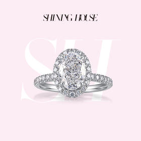【预售】ShiningHouse[培育] 18k金钻石戒指 椭圆形2克拉钻人工真钻人造钻石K金戒指时尚钻石戒指悦己送礼臻选【此商品不支持7天无理由退货退款】预计3日发货