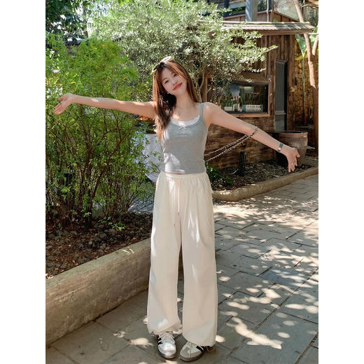 <曾小咸推荐>花灰色拼接吊带背心无袖上衣 商品图3