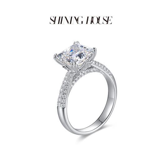 【预售】ShiningHouse[培育] 18k金钻石戒指 公主方形2克拉钻人工真钻人造钻石K金戒指时尚钻石戒指悦己送礼臻选【此商品不支持7天无理由退货退款】预计3日发货 商品图2