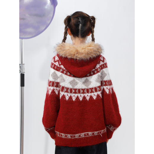 韩系慵懒连帽费尔岛毛毛开衫-纪念日百货门店同款169605419 商品图2