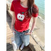 <曾小咸推荐>红色苹果植绒短袖t袖夏上衣 商品缩略图3