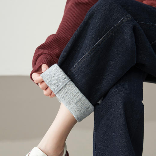 【初春-人字纹-镰刀裤】逸阳不易褪色显瘦弯刀提花牛仔长裤8221VB1 商品图3