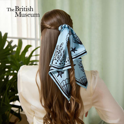 大英博物馆欧洲文化艺术系列海洋秘境蓝色 米色 方巾发圈 商品图0