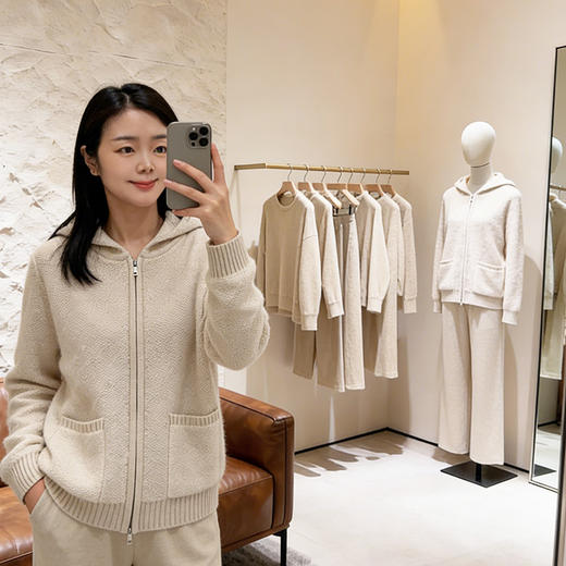 100%Baby小山羊绒~连帽羊绒外套女双拉链开衫BABY260490 商品图1