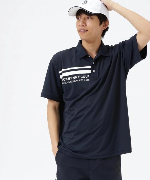 Jack Bunny 高尔夫男士 线条logo印花速干透气polo领短袖衬衫 商品图0