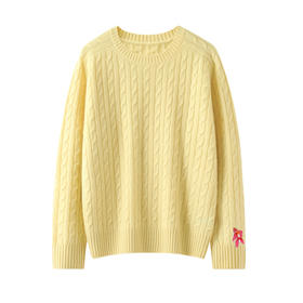 【来点不一样的】320克重麻花秋冬新款圆领！100纯山羊绒衫加厚女慵懒宽松套头显瘦毛衣针织！