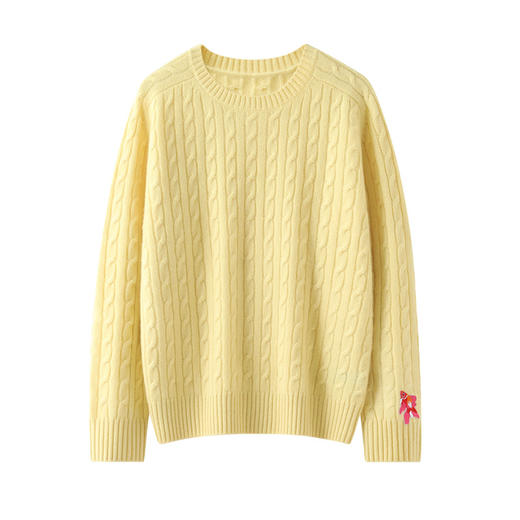 【来点不一样的】320克重麻花秋冬新款圆领！100纯山羊绒衫加厚女慵懒宽松套头显瘦毛衣针织！ 商品图0