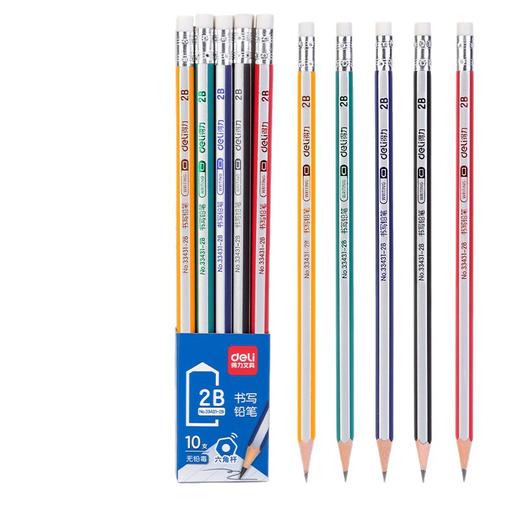 得力铅笔【福利！40支装更划算】小学生自带橡皮铅笔 儿童书写hb幼儿园六角杆 2B考试铅笔 商品图4