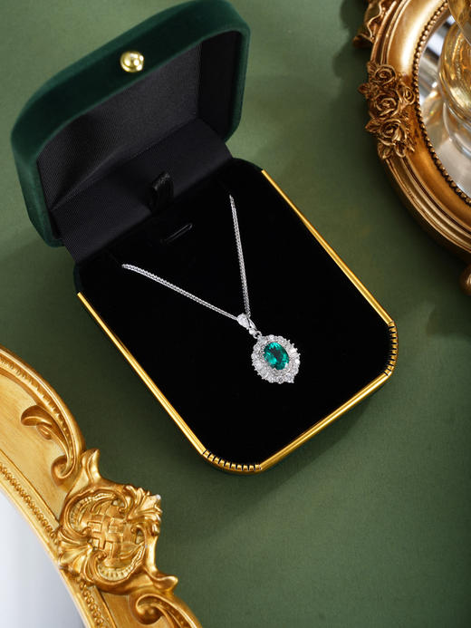 子佩集【碧霄破晓】银S925套链【PM2231-XF】项链培育宝石祖母绿2601 商品图2