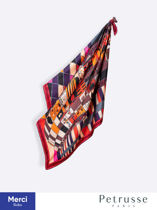 【贝图丝 x 波尔多红酒博物馆联名款】Calix 霓虹波尔多 真丝方巾 商品图3