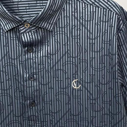 Callaway 高尔夫男士 C/G印花条纹提花polo领长袖衬衫 商品图5