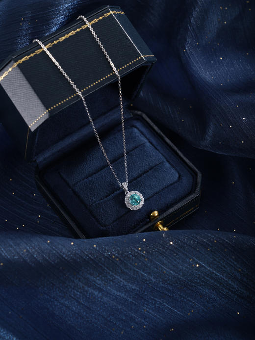 子佩集【悦光圆满】银S925套链【PM2307-1-XF】项链培育宝石帕拉伊巴蓝碧玺2601 商品图7